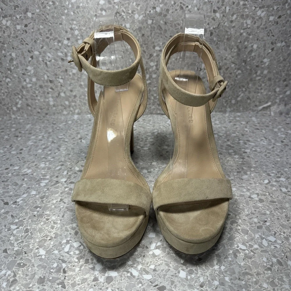 Veronica Beard Darcelle Platform Sandals 10.5 Nude Suede Leather Ankle Strap